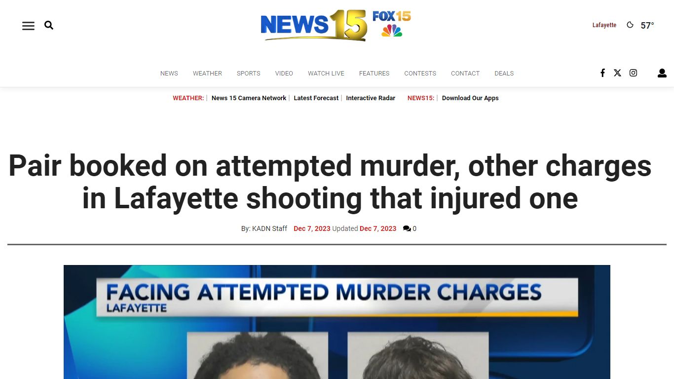 Pair booked on attempted murder, other charges in Lafayette shooting ...